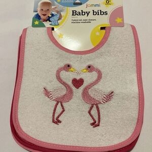 JAMMI Li’l Baby Elephant Baby Girls Bib Set of 3 Easy Closure Machine Washable